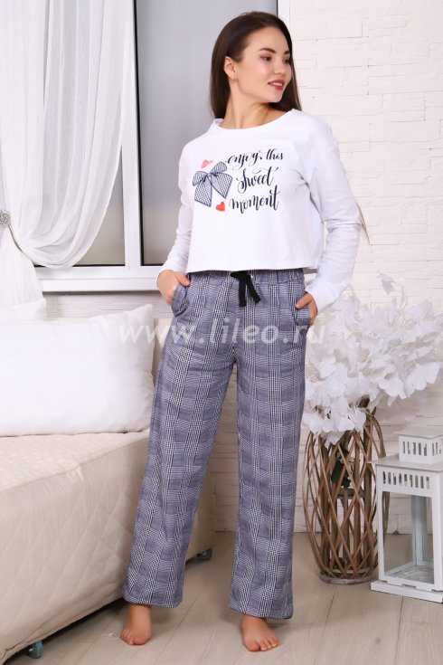 Пижама , бело-серый 