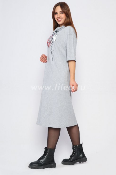 Платье , Серый меланж 